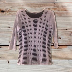 BOGO Express sweater distressed knit cut out gray